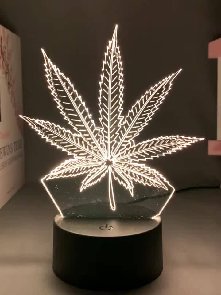 3D Illusion Night Lamp  Multi-Color LED Leaf Design - Product detail 10