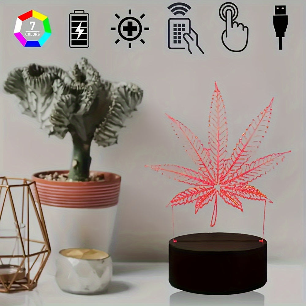 3D Illusion Night Lamp  Multi-Color LED Leaf Design - Product detail 9