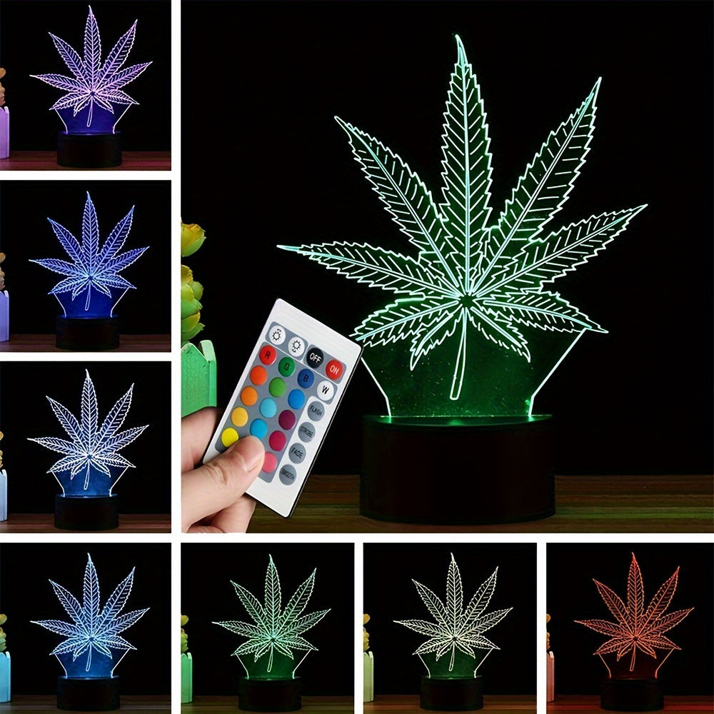 3D Illusion Night Lamp  Multi-Color LED Leaf Design - Product detail 6