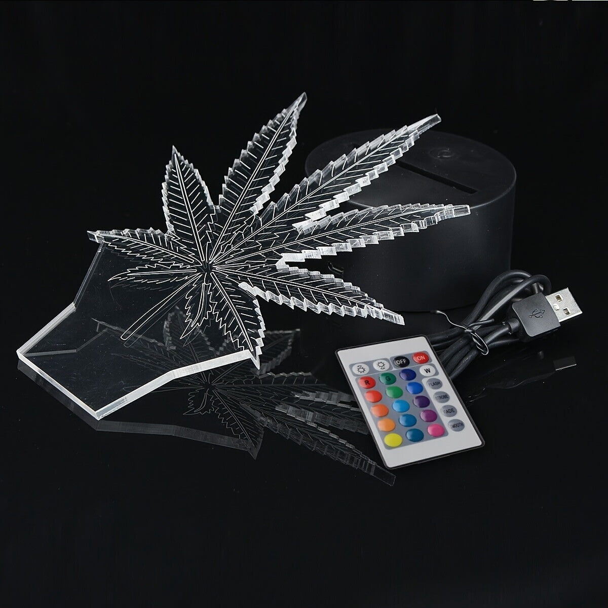 3D Illusion Night Lamp  Multi-Color LED Leaf Design - Product detail 4