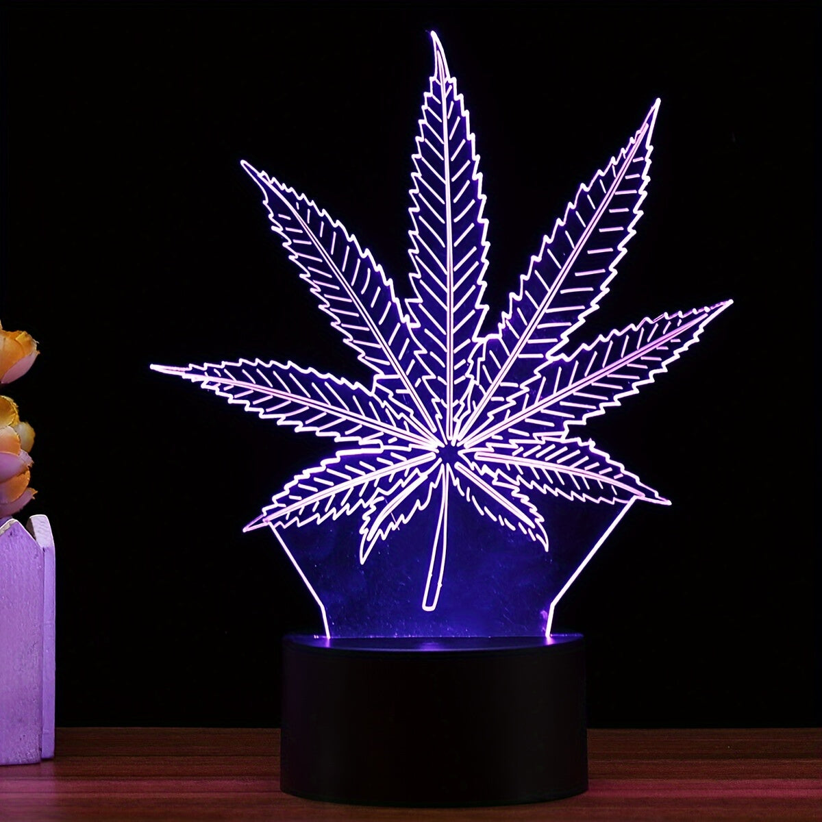 3D Illusion Night Lamp  Multi-Color LED Leaf Design - Product detail 7