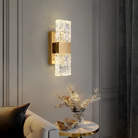 Modern Crystal Wall Light  Textured Glass LED Sconce - Product example