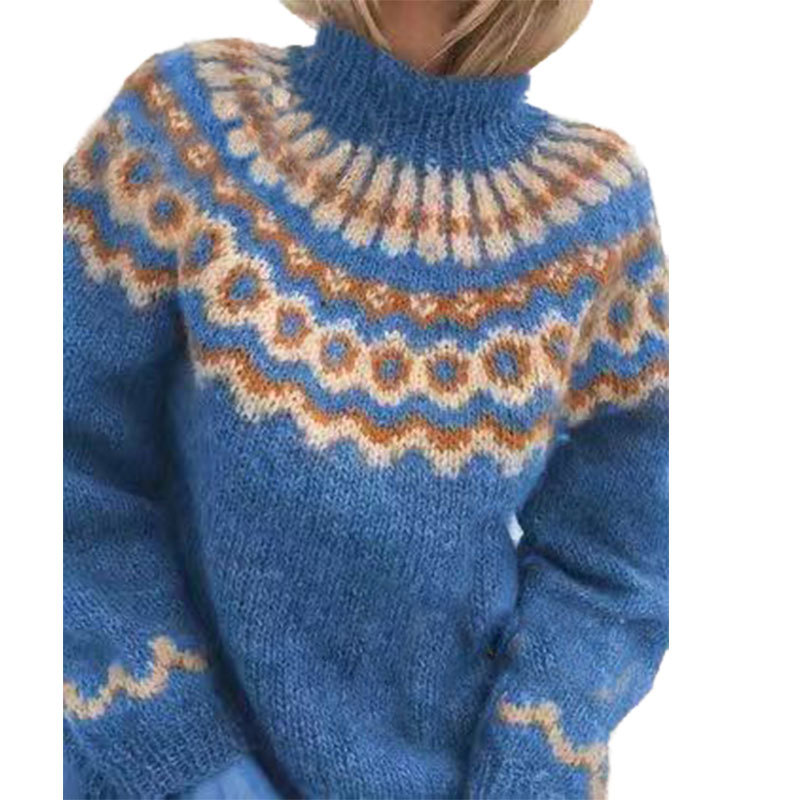 Nordic Fair Isle Sweater  Vintage Moss Green Pattern - Detailed view