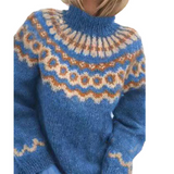 Nordic Fair Isle Sweater  Vintage Moss Green Pattern - Detailed view