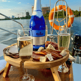 Wooden Wine Picnic Table  Portable Oak Serving Tray Design - Detailed view