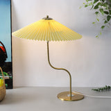 Modern Table Lamp  Pleated Umbrella Shade With Brass Stand - Product detail 6