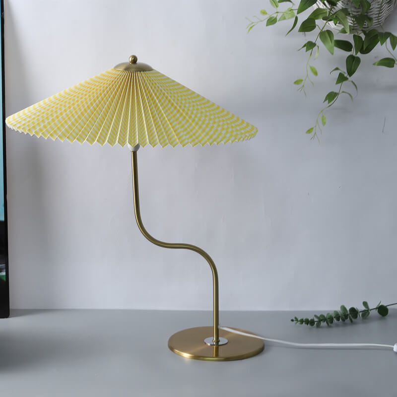 Modern Table Lamp  Pleated Umbrella Shade With Brass Stand - Product detail 5