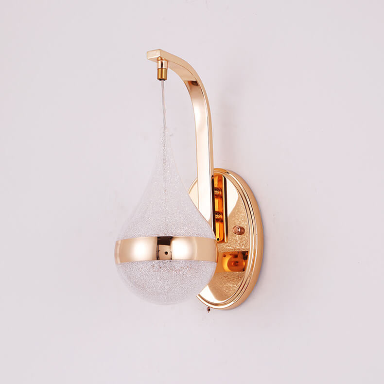 Modern LED Wall Sconce  Teardrop Glass Gold Trim - Product showcase