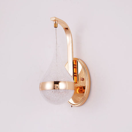 Modern LED Wall Sconce  Teardrop Glass Gold Trim - Product showcase