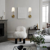 Modern Wall Sconce  Brass Frame with White Fabric Shade - Product detail 4