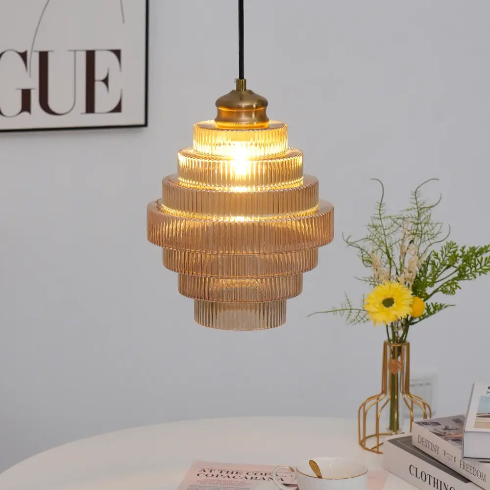 Art Deco Pendant Light  Tiered Glass Crystal Design - Product detail 8