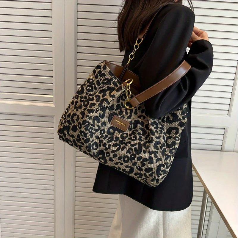 Leopard Print Shoulder Bag  Chain Strap Faux Leather Design - Product detail 5