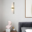 Modern Wall Sconce  Frosted Glass Tube with Brass Accent - Product showcase