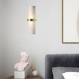 Modern Wall Sconce  Frosted Glass Tube with Brass Accent - Product showcase