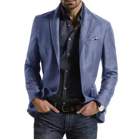 Modern Plaid Blazer  Navy Blue Windowpane Check Pattern - Product detail 9