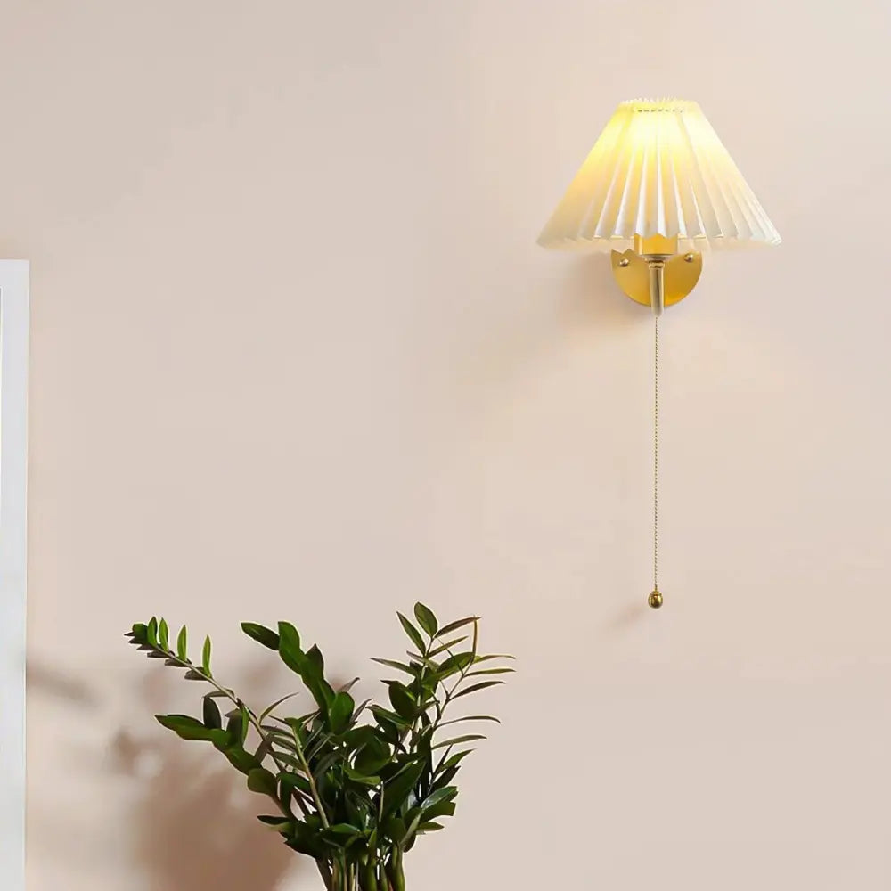 Classic Wall Sconce  Pleated Shade With Pull Chain - Product example