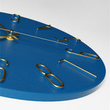 Modern Wall Clock  Blue Face Gold Numbers - Detailed view