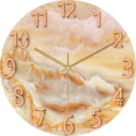 Modern Wall Clock  Neon Numbers Blue Marble Design - Product example
