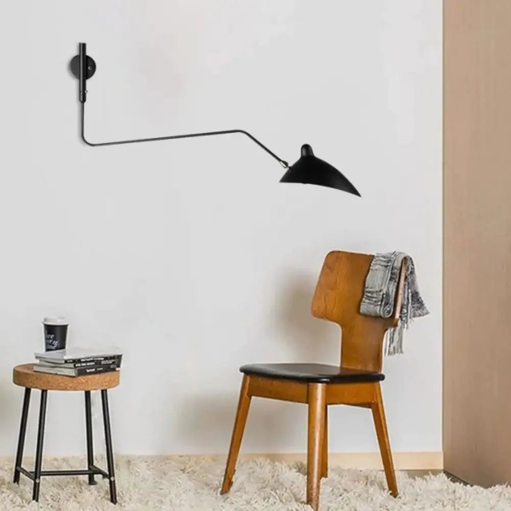 Modern Wall Light  Adjustable Arm Black Metal Sconce - Detailed view