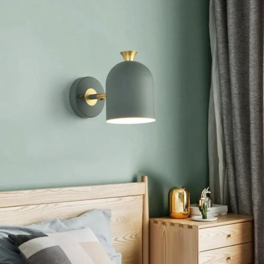 Modern Wall Sconce  Sage Green Metal With Brass Accent - Product example
