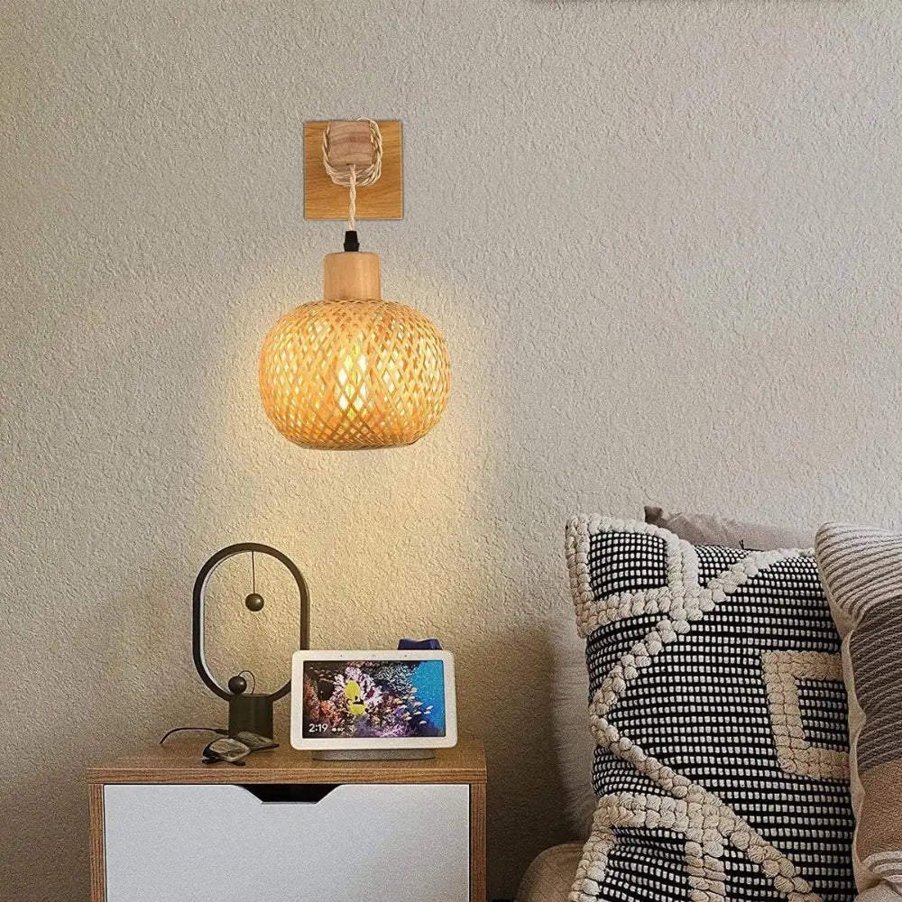 Bamboo Wall Light  Natural Rattan Shade Design - Product detail 4