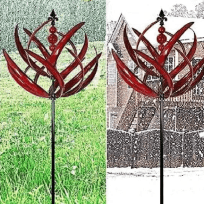 Metal Wind Spinner  Red Garden Kinetic Sculpture - Product example