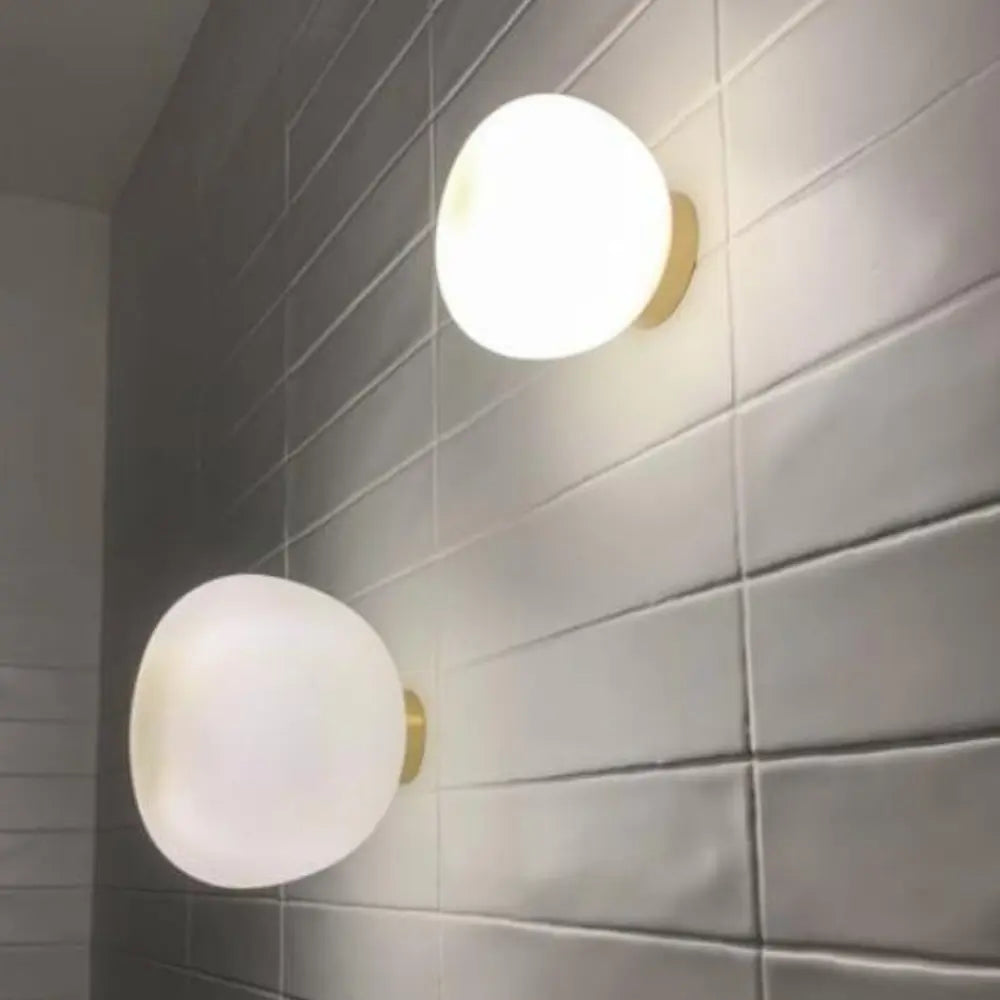 Modern Glass Wall Light  Frosted Globe with Gold Trim - Product example
