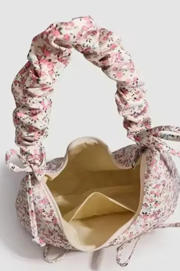 Floral Hobo Bag  Ruched Handle Botanical Print - Product detail 4