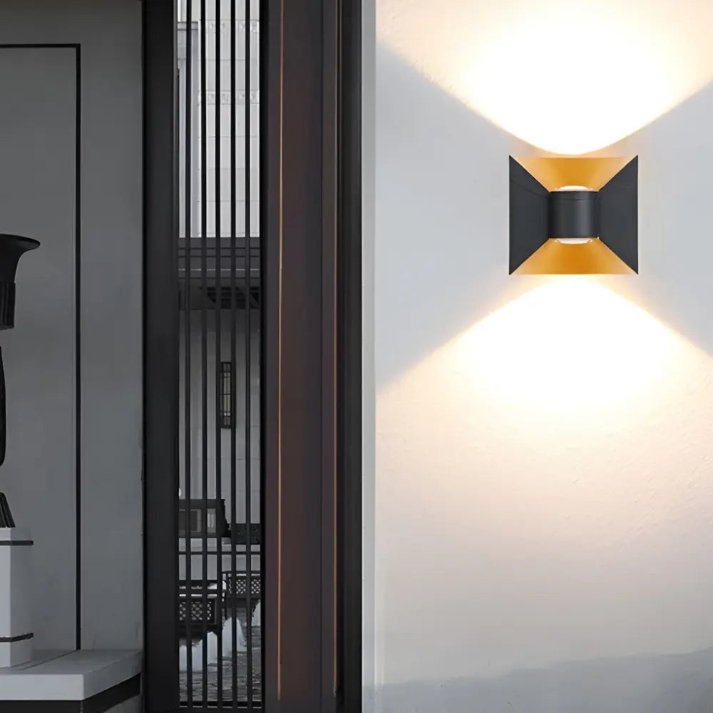 Modern Outdoor Wall Light  Black Gold Dual Beam Design - Product example