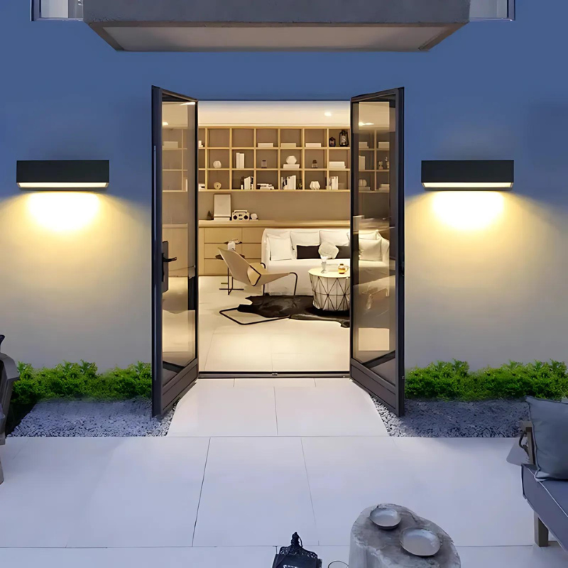 Modern Outdoor Wall Light  Black LED Garden Sconce - Detailed view