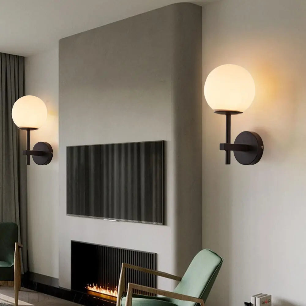 Modern Wall Sconce  Black Aluminum Globe Light - Product detail 4