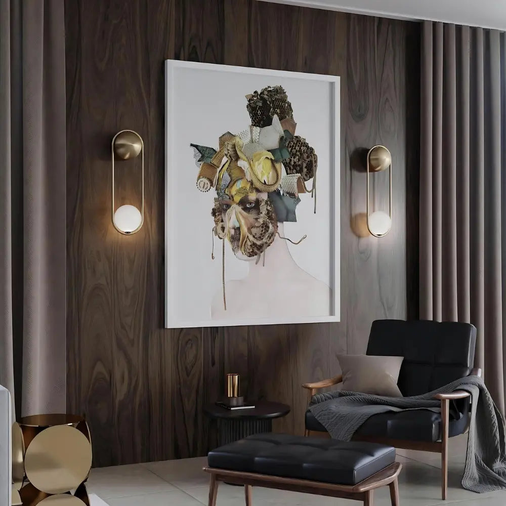 Modern Wall Sconce  Geometric Brass Frame - Product detail 5