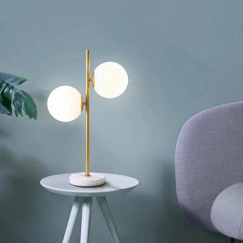 Modern Table Lamp  Dual Globe Glass with Brass Stem - Product detail 4