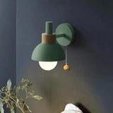 Nordic Wall Light  Metal Dome With Wood Accent - Product example