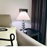 Chrome Table Lamp  Pleated Shade Stacked Sphere Base - Product example
