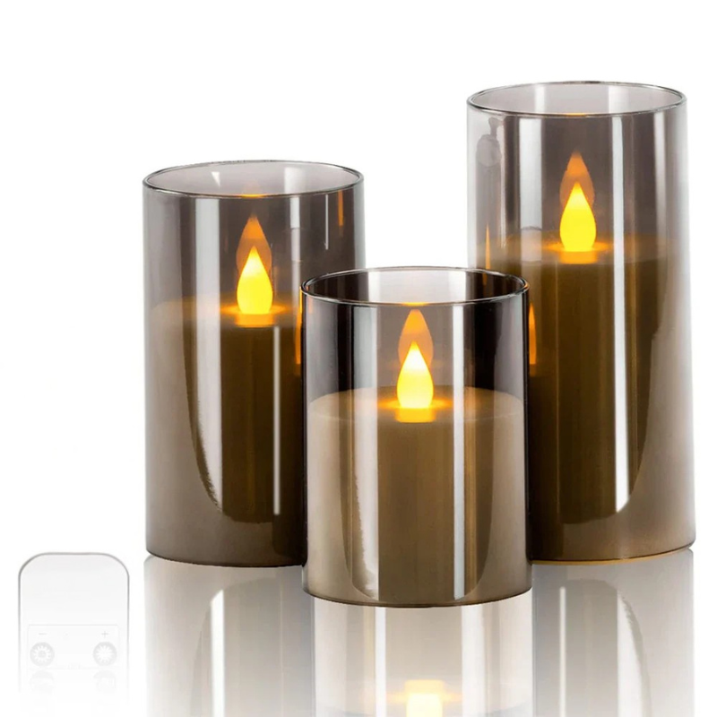 LED Flameless Candles Set  Glass Remote Control Flickering Lights - Product detail 5