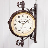Vintage Station Wall Clock  Double-Sided Metal Mount Design - Product showcase