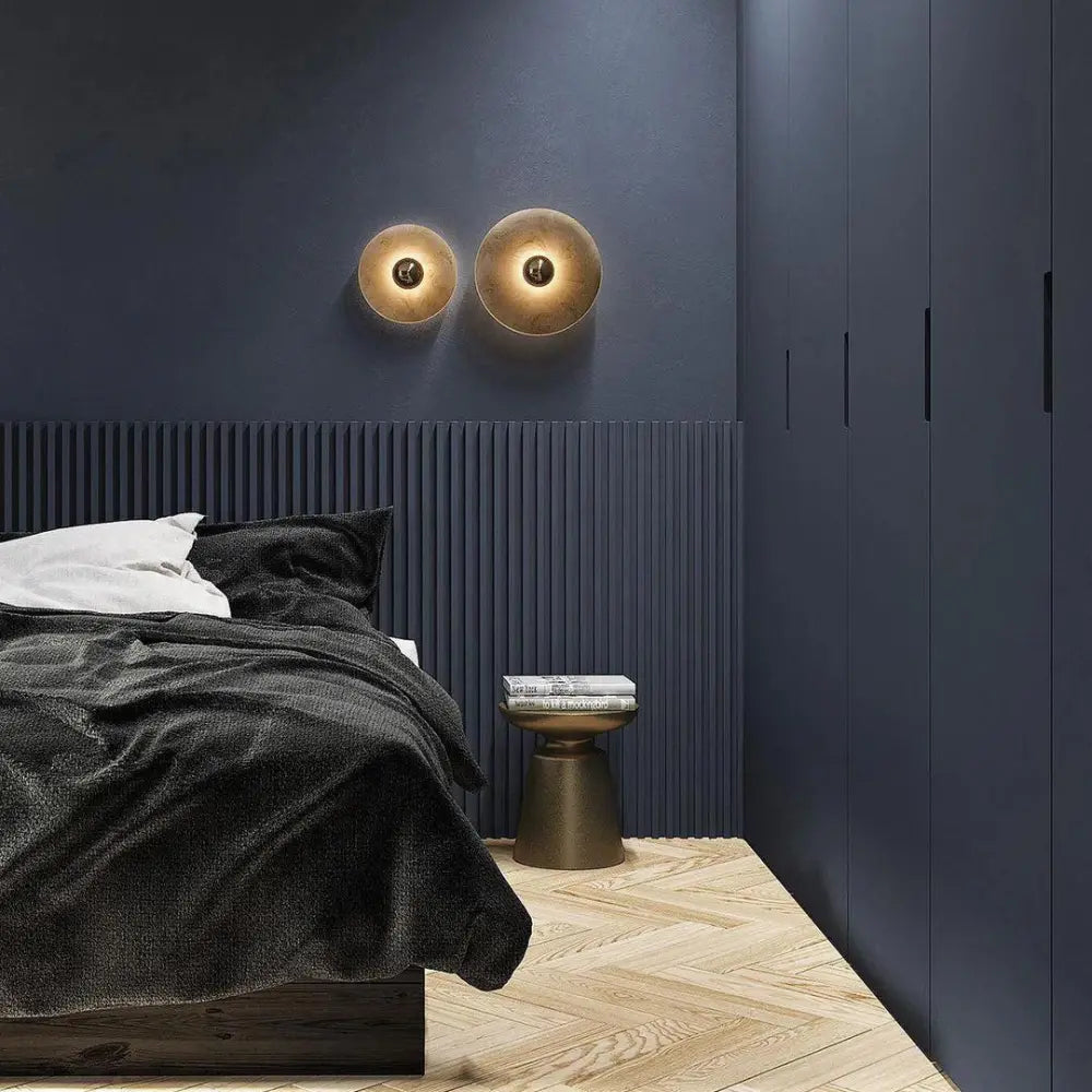 Modern Wall Light  White Glass Disc with Bronze Center - Product detail 4