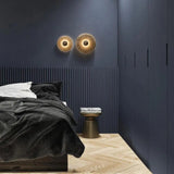 Modern Wall Light  White Glass Disc with Bronze Center - Product detail 4