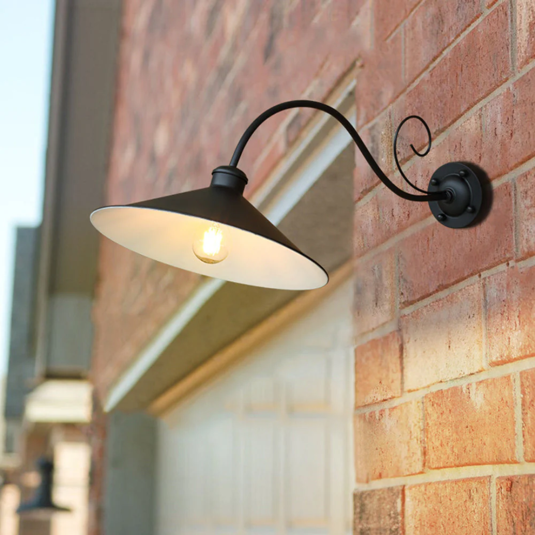 Vintage Wall Sconce  Black Metal Curved Arm Design - Product detail 4
