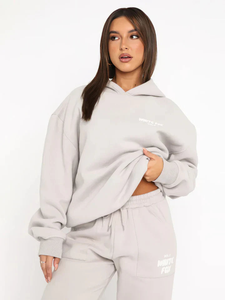 Womens Lounge Set  Pink Cotton Blend Hoodie and Joggers - Product detail 6