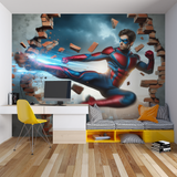 Superhero Mural Wallpaper | Dynamic 3D Action Design