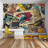 Comic Book Mural Wallpaper | Retro Superhero Collection