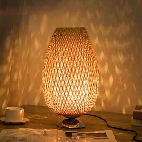 Bamboo Table Lamp  Handwoven Lattice Shade Design - Product example