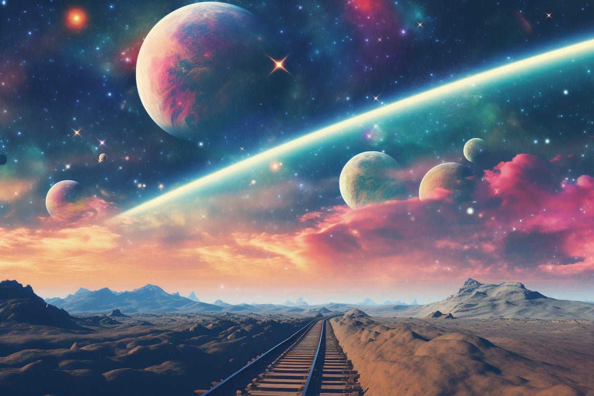 Space Mural Wallpaper | Cosmic Nebula With Planets