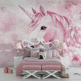 Unicorn Mural Wallpaper | Watercolor Pink Fantasy Design