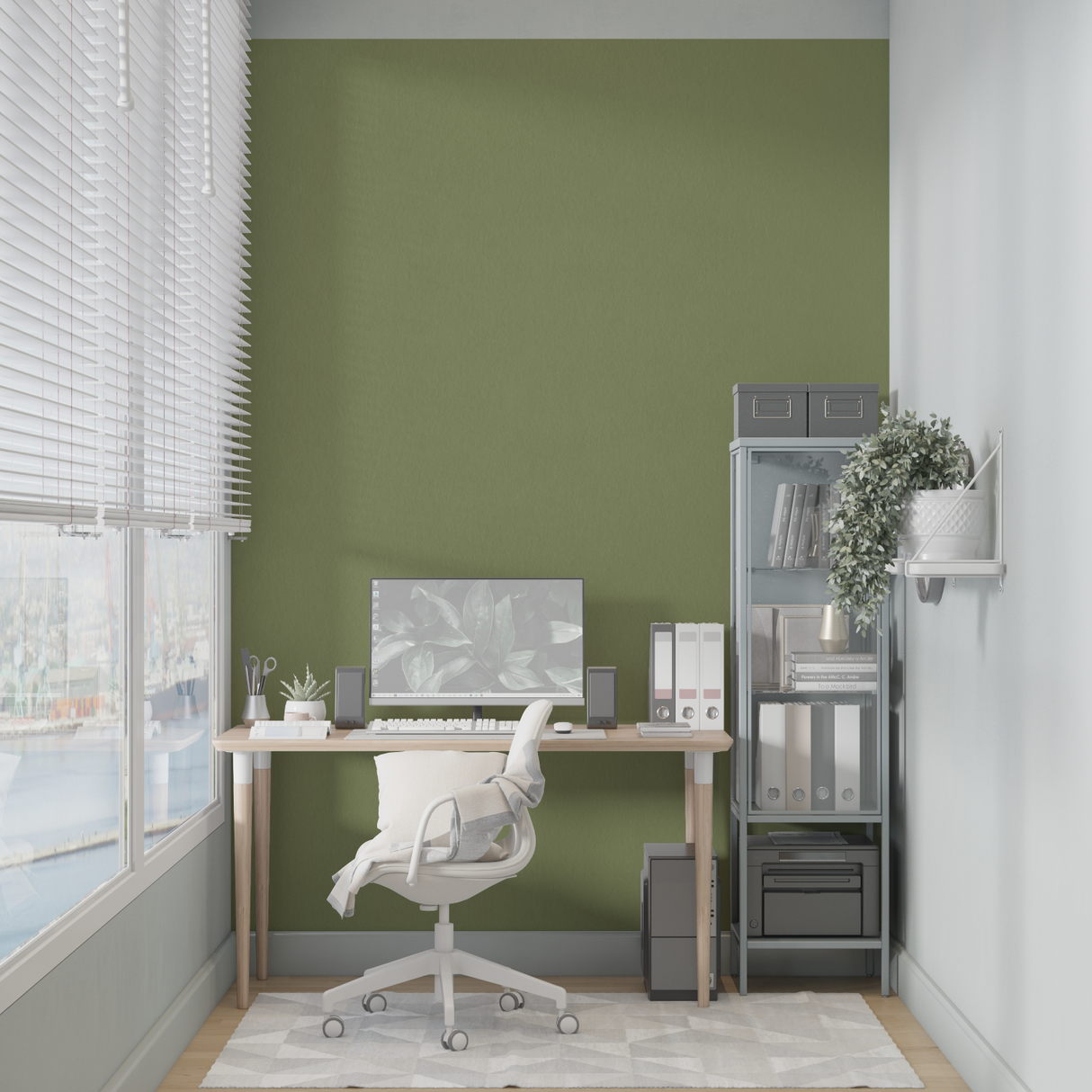 Green Mural Wallpaper | Modern Olive Solid Design