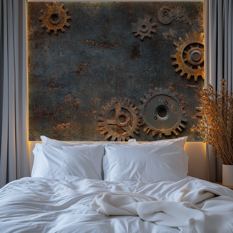Industrial Mural Wallpaper | Vintage Metal Gears Design