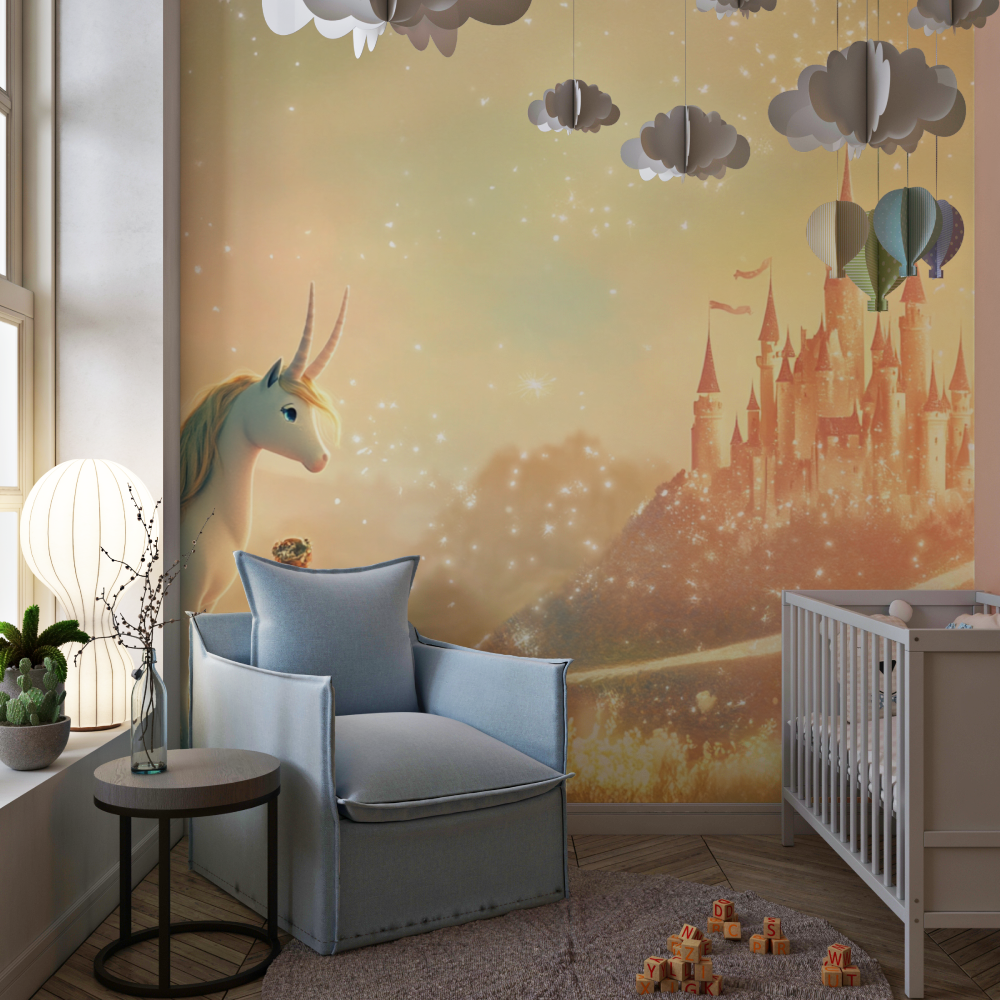 Princess Mural Wallpaper | Unicorn and Enchanted Castle