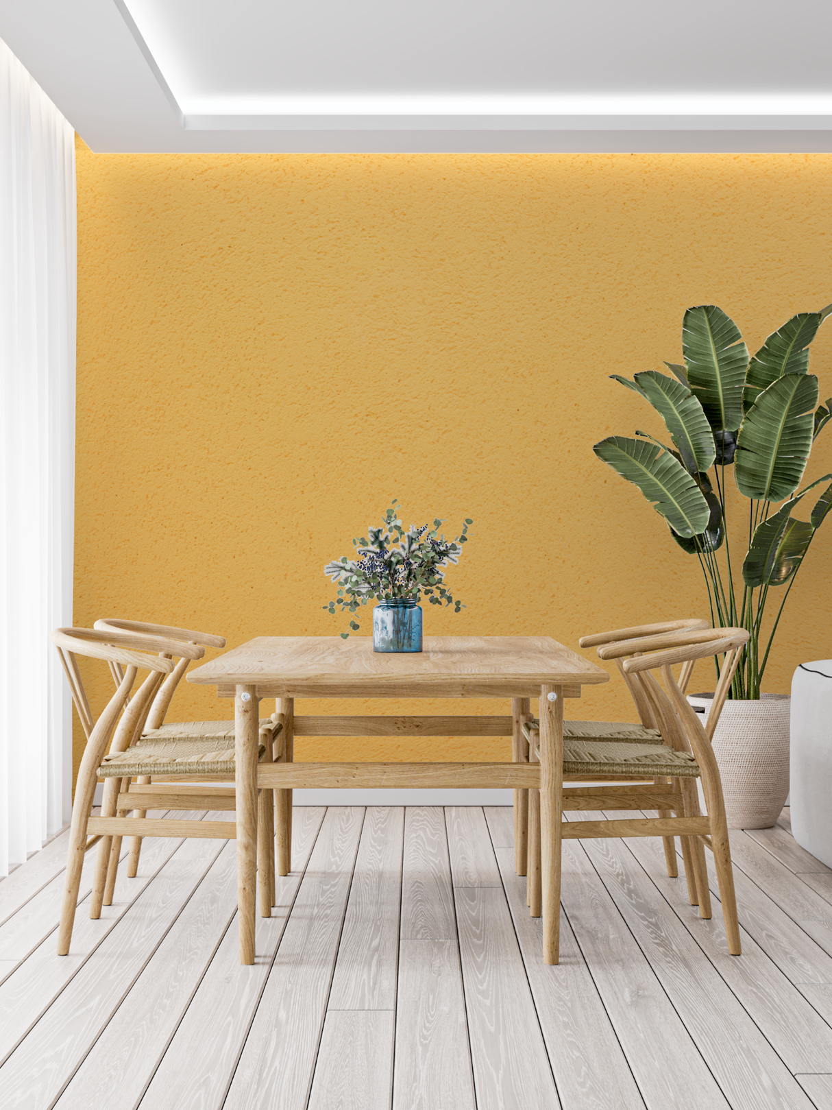 Yellow Mural Wallpaper | Warm Sunshine Design